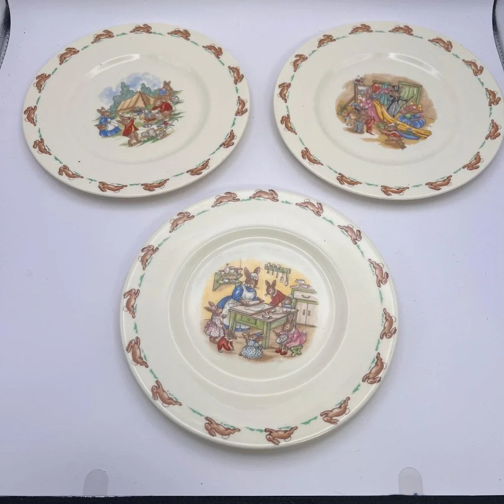 Royal Doulton Bunnykins 7 Pc‎ Lot Plates Cups Mug Coin Bank Vintage